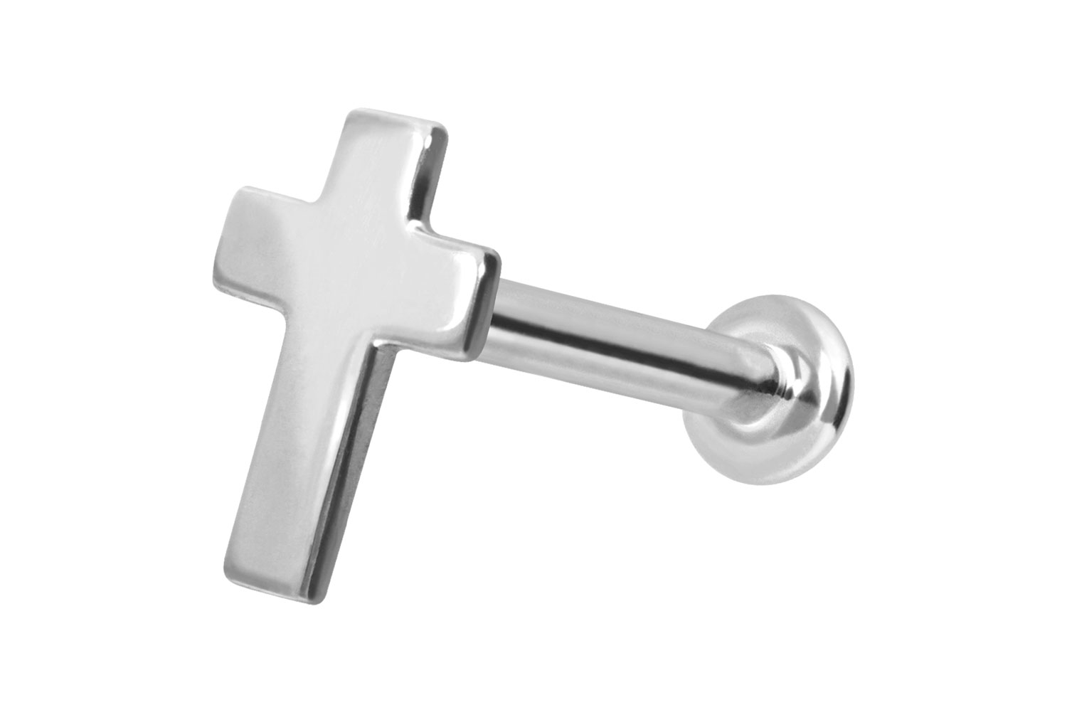 14 Karat Gold Labret mit Push Fit KREUZ