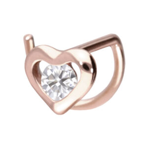 14/18 Karat Gold Nasenstecker Spirale MOISSANIT + HERZ