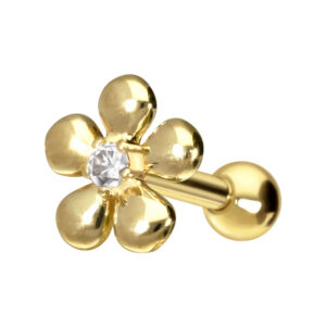 14/18 Karat Gold Ohrpiercing MOISSANIT + BLUME