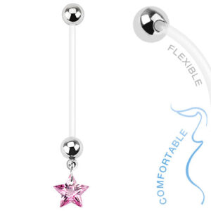 Bauchnabelpiercing Bioflex PTFE flexibel Schwangerschaft Kristall Stern Star Pregnant