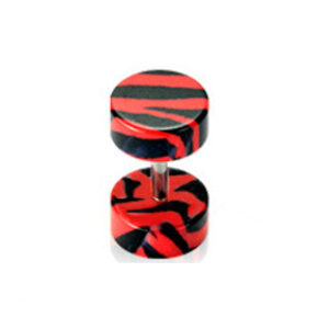 Fake Tunnel Plug Zebra gestreift Acryl Aufsätze verschiedenen Farben