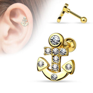 Tragus Helix Cartilage Piercing Anker Zirkonia Kristall Steinchen
