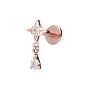 Titan Labret mit Innengewinde STERN + KRISTALLTROPFEN