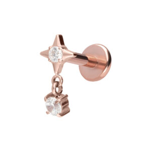 Titan Labret mit Push Fit STERN + KRISTALL