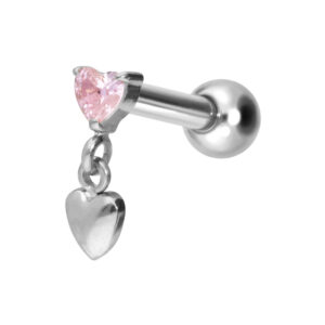 Titan Ohrpiercing mit Innengewinde 2 HERZEN