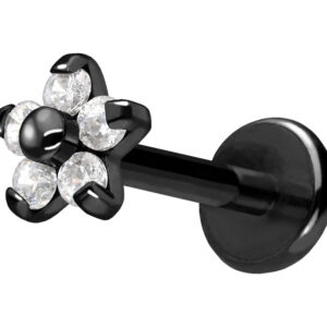 Titan Labret mit Push Fit BLUME MIT 5 KRISTALLEN