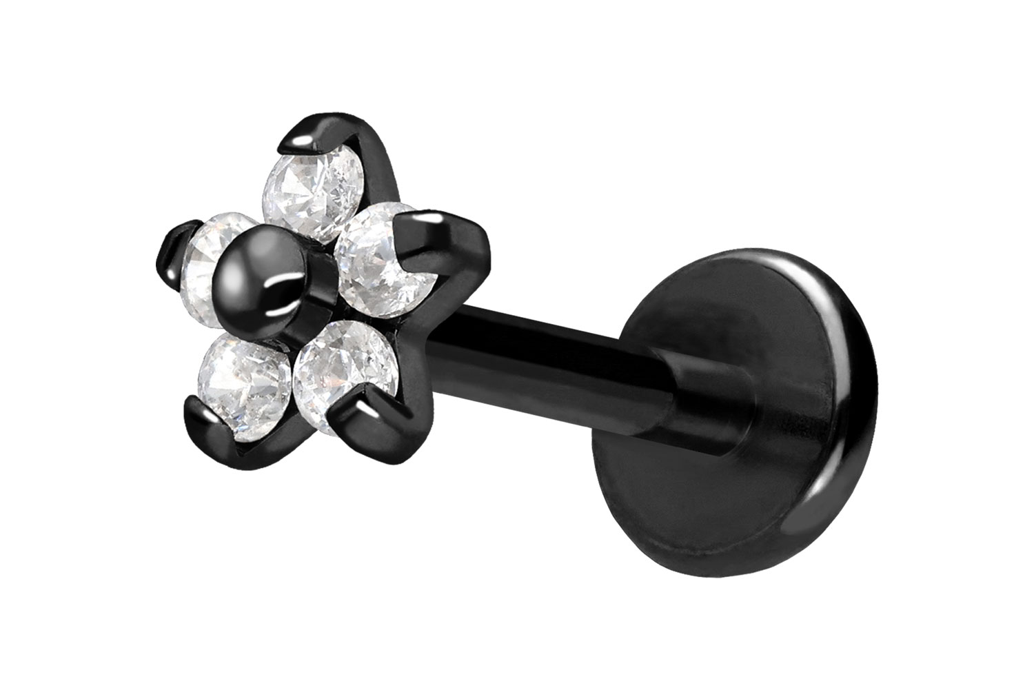 Titan Labret mit Push Fit BLUME MIT 5 KRISTALLEN