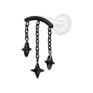 PTFE Labret mit Innengewinde + Titan-Aufsatz BOGEN + 3 STERNE