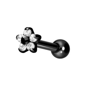 Titan Ohrpiercing mit Innengewinde BLUME MIT 5 KRISTALLEN