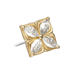14 Karat Gold Aufsatz mit Titan Push Pin MOISSANIT-BLUME