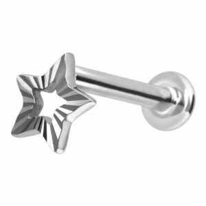 14 Karat Gold Labret mit Innengewinde STERN