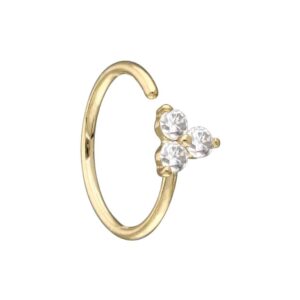 14 Karat Gold Nasenring MOISSANIT-BLUME - biegbar