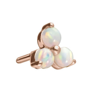 14 Karat Gold Schraubaufsatz mit Außengewinde BLUME + 3 SYNTHETISCHE OPALE