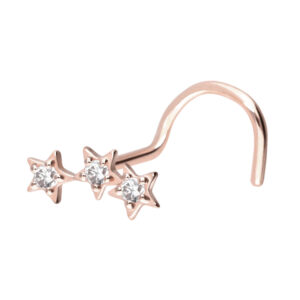 14/18 Karat Gold Nasenstecker Spirale 3 MOISSANIT-STERNE