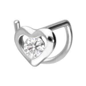 14/18 Karat Gold Nasenstecker Spirale MOISSANIT + HERZ