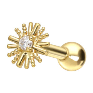 14/18 Karat Gold Ohrpiercing MOISSANIT + BLUME