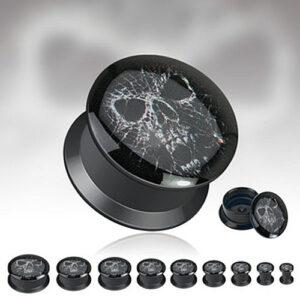 Flesh Tunnel aus Acryl mit Horror Totenkopf Skull