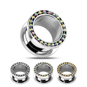 Flesh Tunnel mit Stahlkugeln aus Chirurgenstahl