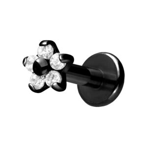 Titan Labret mit Innengewinde BLUME MIT 5 KRISTALLEN