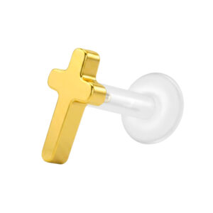 PTFE Labret mit Innengewinde + Titan-Aufsatz KREUZ