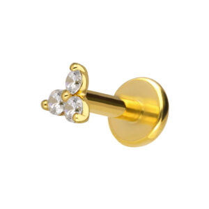 Titan Labret mit Innengewinde + 925er Silber Aufsatz MOISSANIT-BLUME