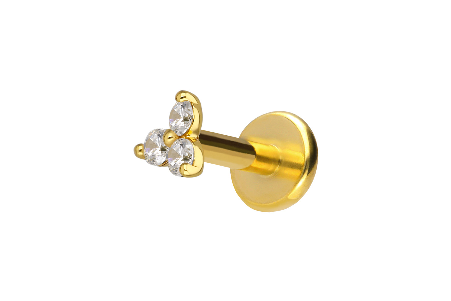 Titan Labret mit Innengewinde + 925er Silber Aufsatz MOISSANIT-BLUME