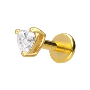 Titan Labret mit Innengewinde + 925er Silber Aufsatz MOISSANIT-HERZ