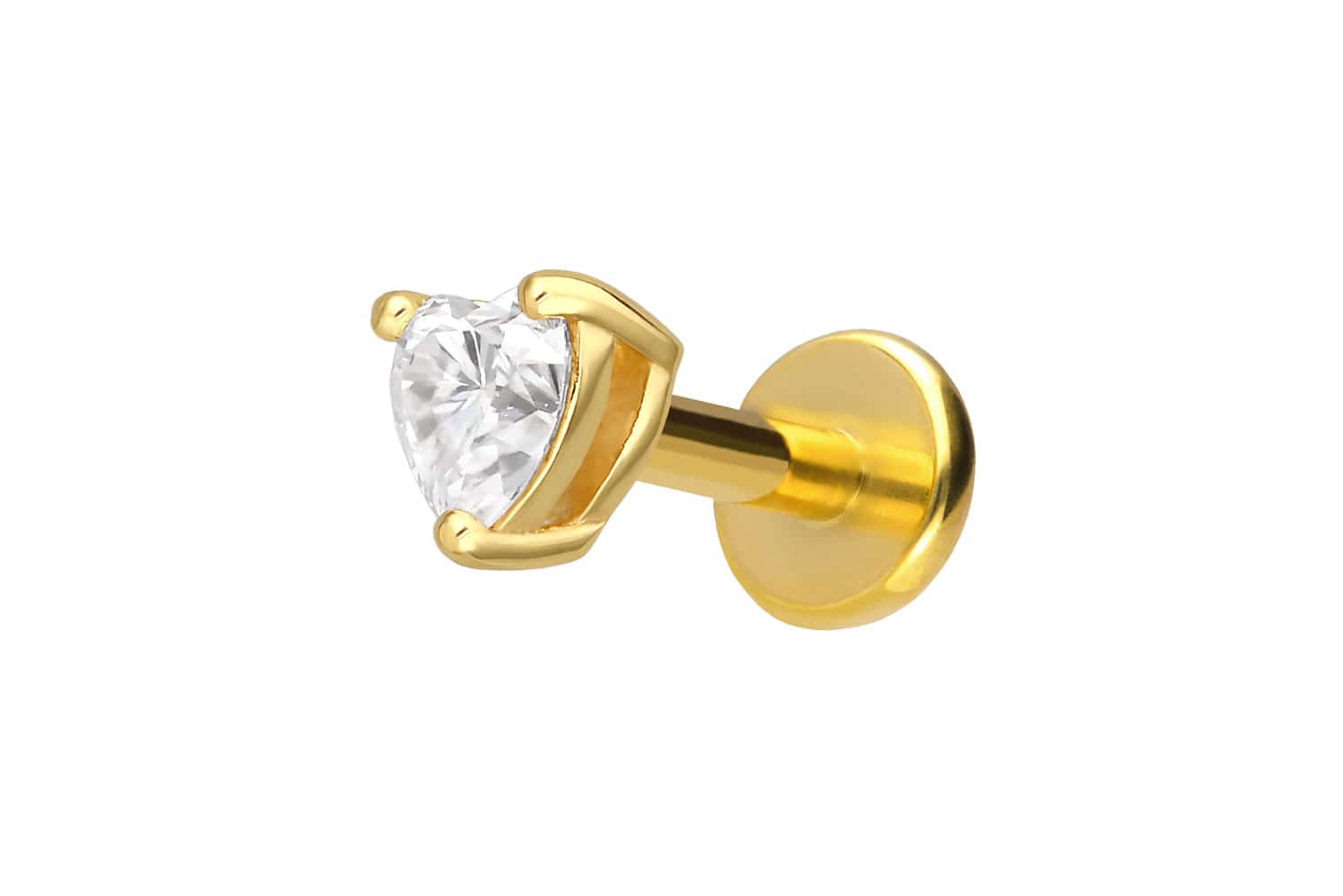 Titan Labret mit Innengewinde + 925er Silber Aufsatz MOISSANIT-HERZ