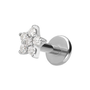 Titan Labret mit Innengewinde + 925er Silber Aufsatz MOISSANIT-STERN