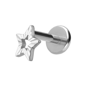 Titan Labret mit Innengewinde + 925er Silber Aufsatz STERN