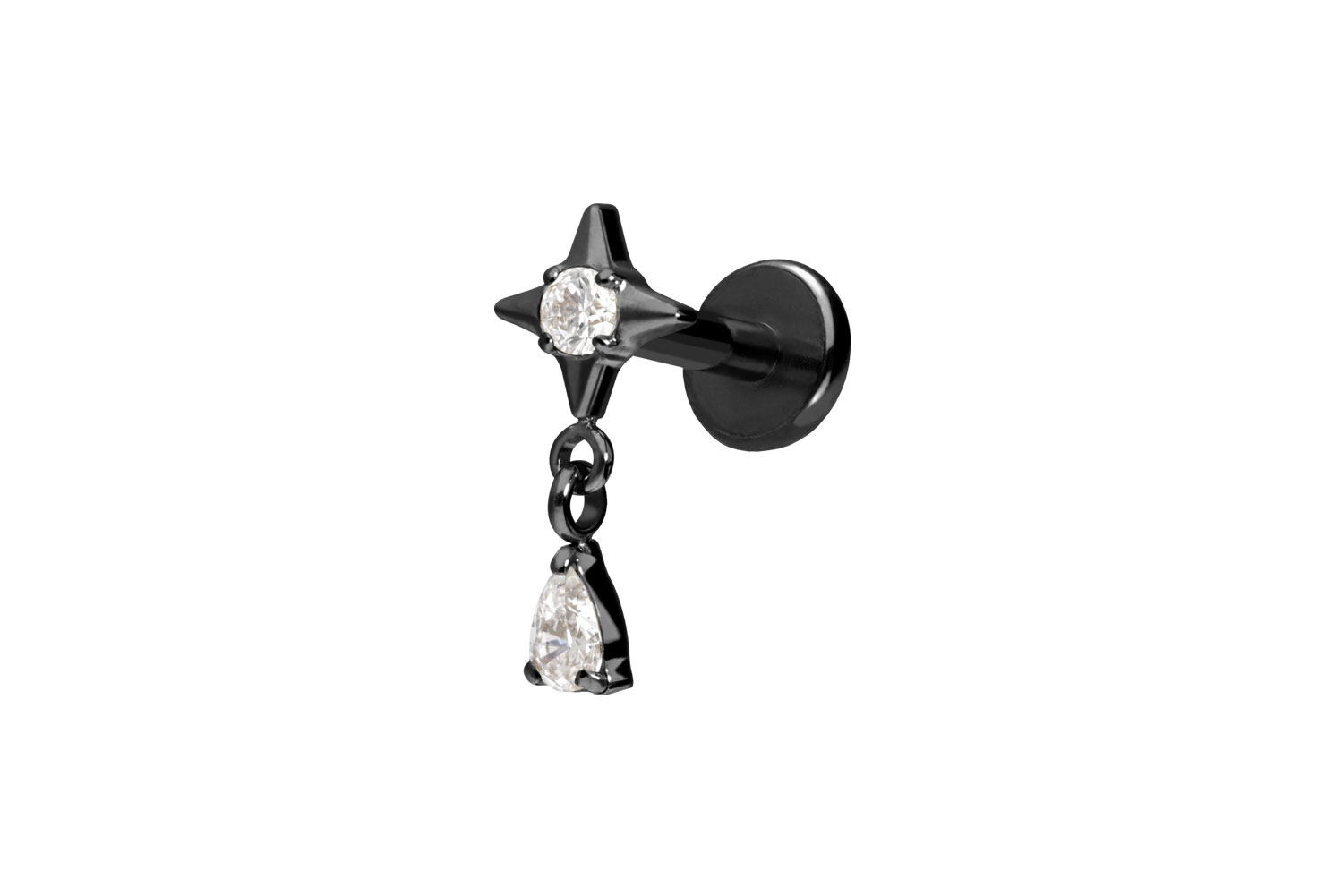 Titan Labret mit Push Fit STERN + KRISTALLTROPFEN