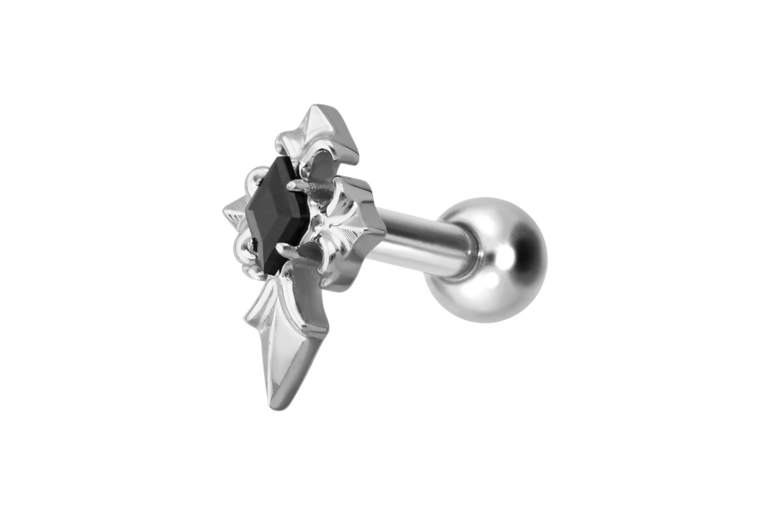 Titan Ohrpiercing mit Innengewinde KREUZ