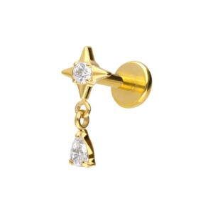 Titan Labret mit Push Fit STERN + KRISTALLTROPFEN