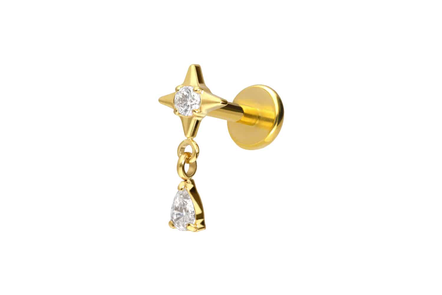 Titan Labret mit Push Fit STERN + KRISTALLTROPFEN