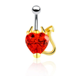 Bauchnabelpiercing Herz Devil Teufel Zirkonia goldfarben silber