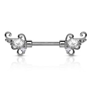 Brustpiercing Brustwarzenpiercing Nippel Shield Tribal Zirkonia Kristall Stein Flügel Blume