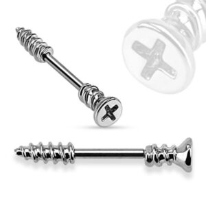 Brustwarzenpiercing Kreuz Schraube C316L Barbell Farbwahl goldfarben silber