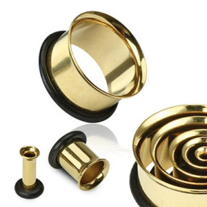 Flared Flesh Tunnel Tube aus Chirurgenstahl mit goldfarben PVD Beschichtung