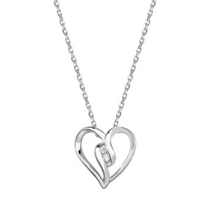 Halskette mit Anhänger Herz Liebe 925er Silber Zirkonia Strass