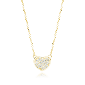 Halskette mit Anhänger Herz Liebe 925er Silber Zirkonia Strass goldfarben