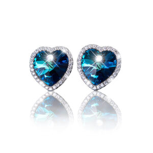 Ohrstecker mit funkelnden blauen Zirkonia Herz in 925er Silber Ohrschmuck