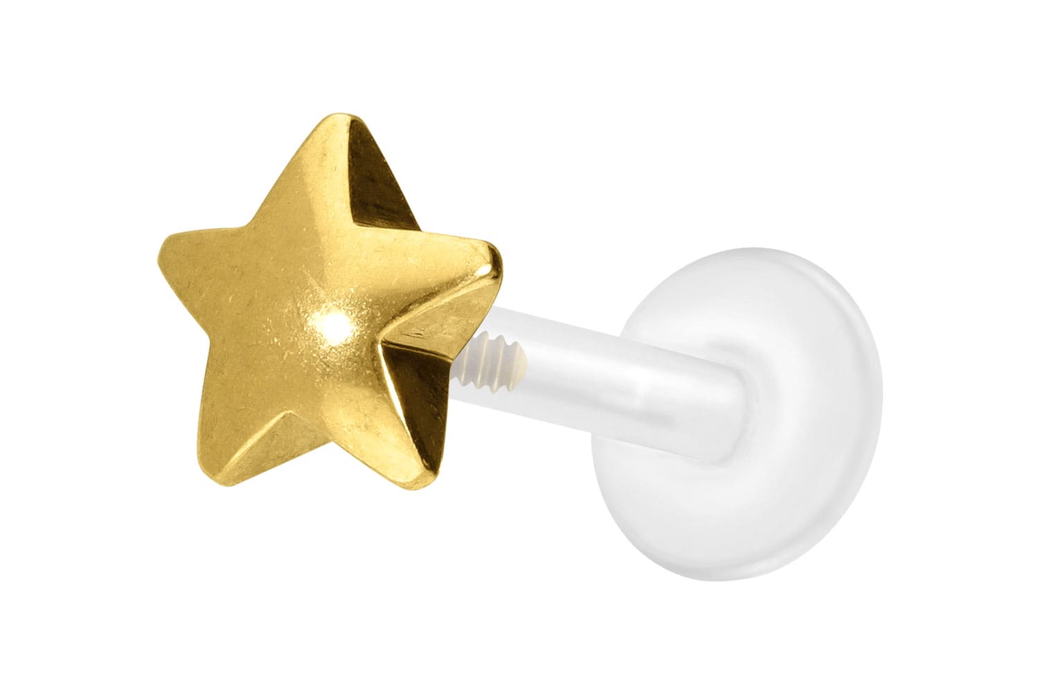 PTFE Labret mit Innengewinde + Titan-Aufsatz STERN