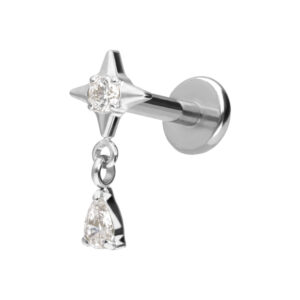 Titan Labret mit Push Fit STERN + KRISTALLTROPFEN