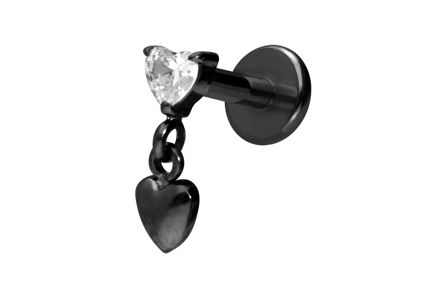 Titan Labret mit Innengewinde 2 HERZEN