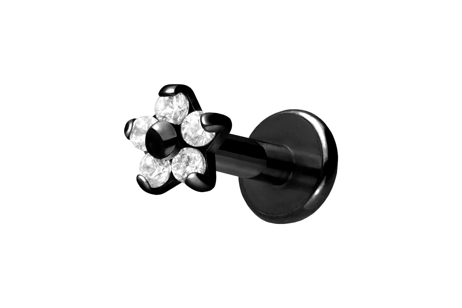 Titan Labret mit Innengewinde BLUME MIT 5 KRISTALLEN